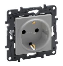 Розетка 220В Legrand 863320 Niloe Step, 16A, алюміній, пластик, із заземленням, Schuko, без захисної кришки, зі шторками, для врізного монтажу