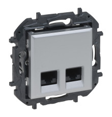Розетка комп'ютерна Legrand 863360B NILOE STEP Розетка інформаційна 2XRJ45 CAT5e UTP, колір Алюміній, алюміній, для врізного монтажу