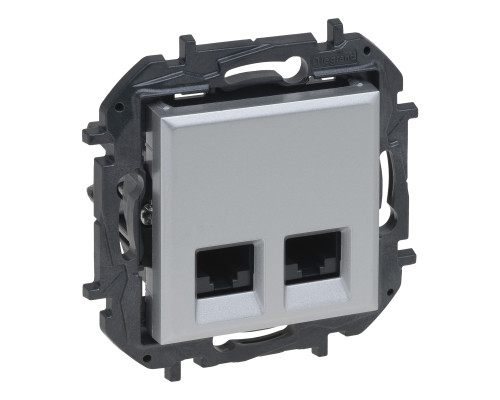 Розетка комп'ютерна Legrand 863360B NILOE STEP Розетка інформаційна 2XRJ45 CAT5e UTP, колір Алюміній, алюміній, для врізного монтажу