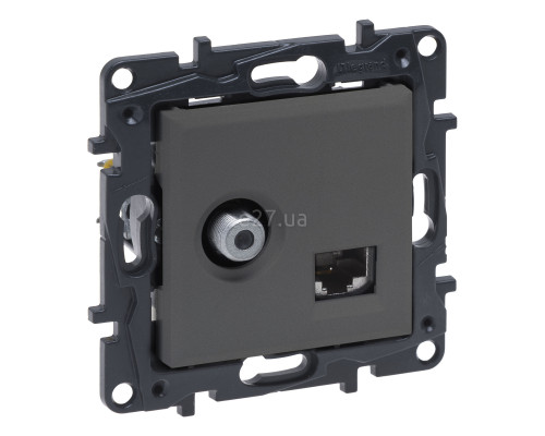Розетка TV і RJ45 Legrand 863477 Niloe Step, сталь, пластик, для врізного монтажу