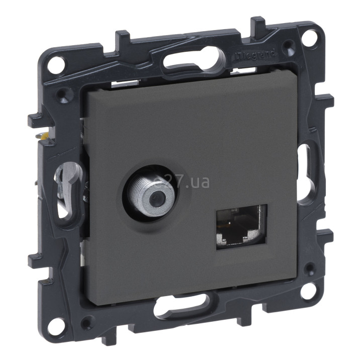 Розетка TV і RJ45 Legrand 863477 Niloe Step, сталь, пластик, для врізного монтажу · Legrand · legrand-863477