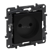 Розетка 220В Legrand 863519 Niloe Step, 16A, чорний, пластик, без заземлення, без захисної кришки, без шторок, для врізного монтажу