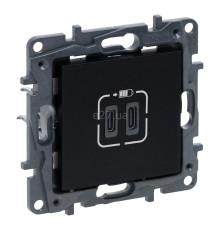 Розетка USB Legrand 863539 Niloe Step, чорний, пластик, для врізного монтажу