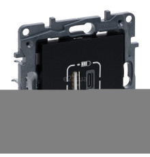 Розетка USB Legrand 863540 Niloe Step, чорний, пластик, для врізного монтажу
