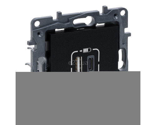 Розетка USB Legrand 863540 Niloe Step, чорний, пластик, для врізного монтажу