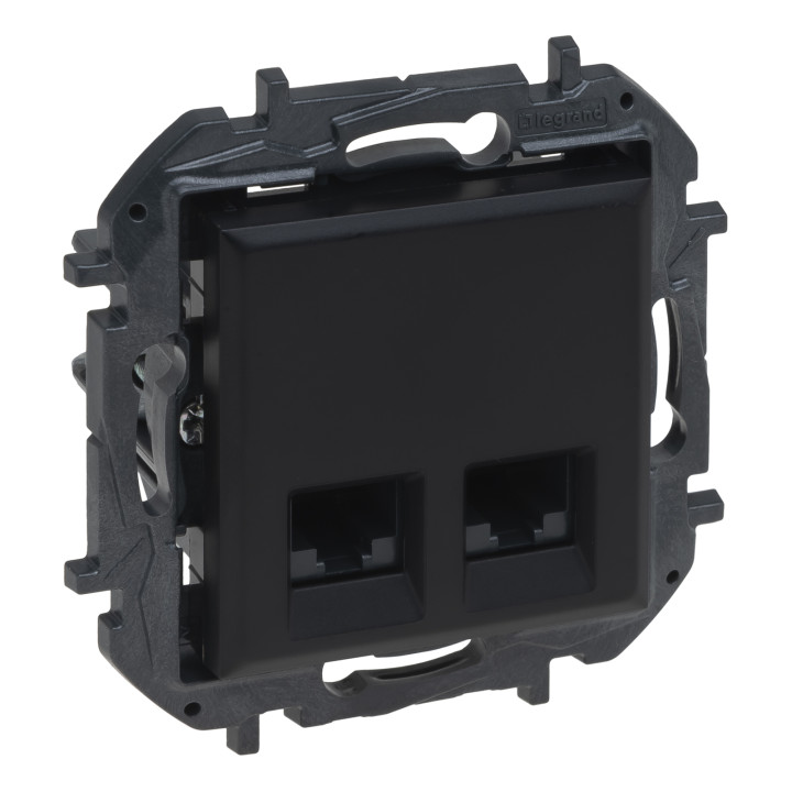 Розетка комп'ютерна Legrand 863560B NILOE STEP Розетка інформаційна 2XRJ45 CAT5e UTP, колір Чорний, чорний, для врізного монтажу · Legrand · legrand-863560b