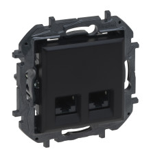 Розетка комп'ютерна Legrand 863562B NILOE STEP Розетка інформаційна 2XRJ45 CAT6 FTP, колір Чорний, чорний, для врізного монтажу