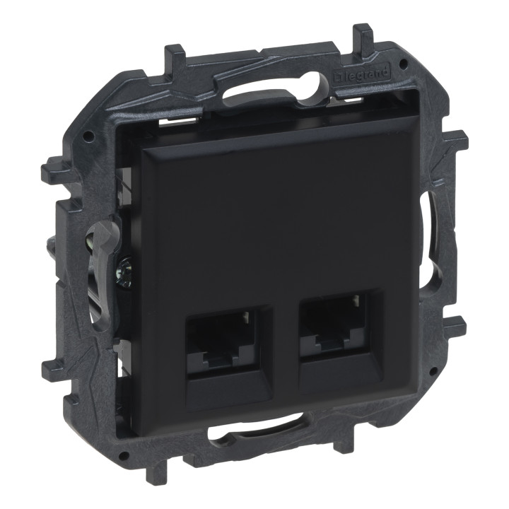 Розетка комп'ютерна Legrand 863562B NILOE STEP Розетка інформаційна 2XRJ45 CAT6 FTP, колір Чорний, чорний, для врізного монтажу · Legrand · legrand-863562b
