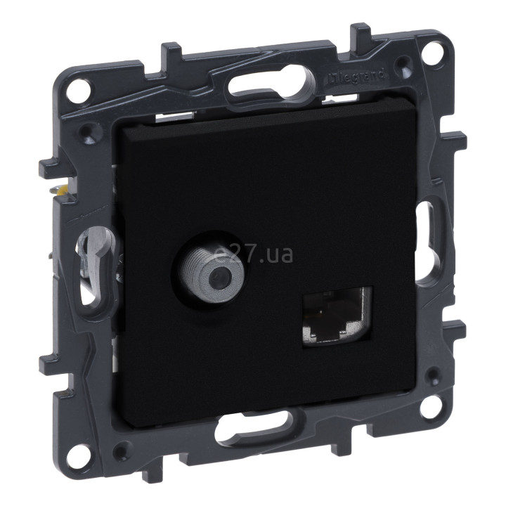 Розетка TV і RJ45 Legrand 863577 Niloe Step, чорний, пластик, для врізного монтажу · Legrand · legrand-863577