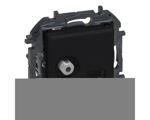 Розетка TV і RJ45 Legrand 863577B NILOE STEP Розетка комбінована TV тип F та RJ45 CAT6 UTP, чорний, для врізного монтажу