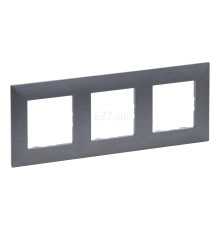 Рамка 3 поста Legrand 863993 Niloe Step, фактурна сталь, пластик