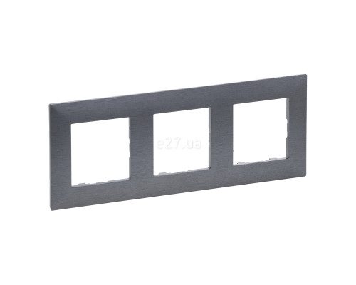 Рамка 3 поста Legrand 863993 Niloe Step, фактурна сталь, пластик