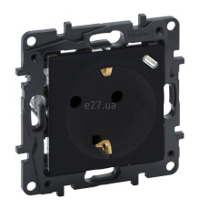 Розетка 220В з USB Legrand 864527 Niloe Step, 16A, чорний, пластик, із заземленням, Schuko, для врізного монтажу