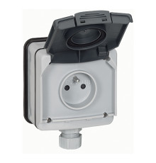 Розетка 220В Legrand 90466 Plexo, сірий, із заземленням, французький стандарт