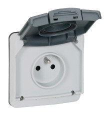 Розетка 220В Legrand 90486 Plexo, сірий, із заземленням, французький стандарт