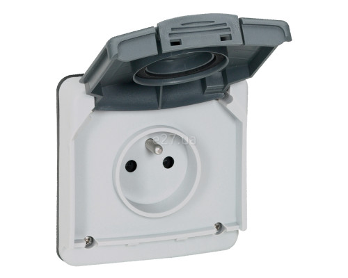 Розетка 220В Legrand 90486 Plexo, сірий, із заземленням, французький стандарт
