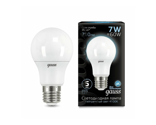 Лампа світлодіодна Outlet Gauss 102502207 A60 7W 4100K E27, 7W 4100K E27