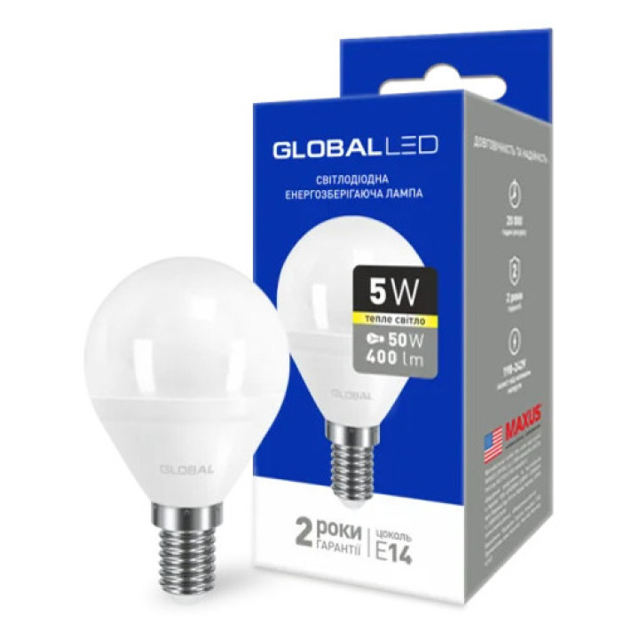 Лампа світлодіодна Outlet Global 1-GBL-143 G45 5W 3000K E14, 5W 3000K E14 · Outlet · outlet-global-1-gbl-143