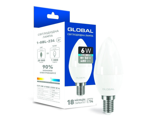 Лампа світлодіодна Outlet Global 1-GBL-234 , 6W E14