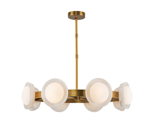 Люстра Quintiesse QN-ALONSO8-VBS-AR Alora Alonso Alonso 8 lt LED Chandelier Pendant Vintage Brass, 30 Вт, 760 лм, 3000К