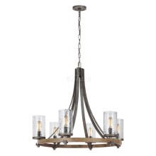 Люстра Quintiesse QN-ANGELO6 Feiss Angelo Angelo 6 Light Chandelier Distressed Weathered Oak & Slate Grey Metal · Quintiesse · quintiesse-qn-angelo6