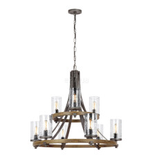 Люстра Quintiesse QN-ANGELO9 Feiss Angelo Angelo 9 Light Chandelier Distressed Weathered Oak & Slate Grey Metal