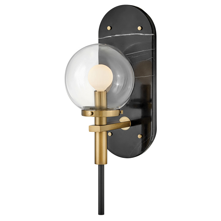 Бра Quintiesse QN-GILDA-WB1-BK Hinkley Gilda Gilda 1 lt Wall Light Black with Heritage Brass accents · Quintiesse · quintiesse-qn-gilda-wb1-bk