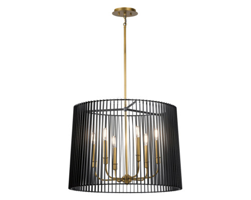 Підвісний світильник Quintiesse QN-LINARA-6P-BK Kichler Linara Linara 6 Light Chandelier/Pendant Black & Natural Brass
