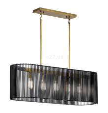 Підвісний світильник Quintiesse QN-LINARA-ISLE-BK Kichler Linara Linara 5 Light Linear Chandelier Black & Natural Brass