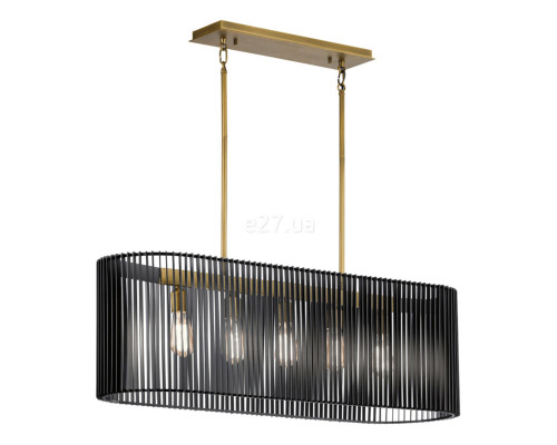 Підвісний світильник Quintiesse QN-LINARA-ISLE-BK Kichler Linara Linara 5 Light Linear Chandelier Black & Natural Brass