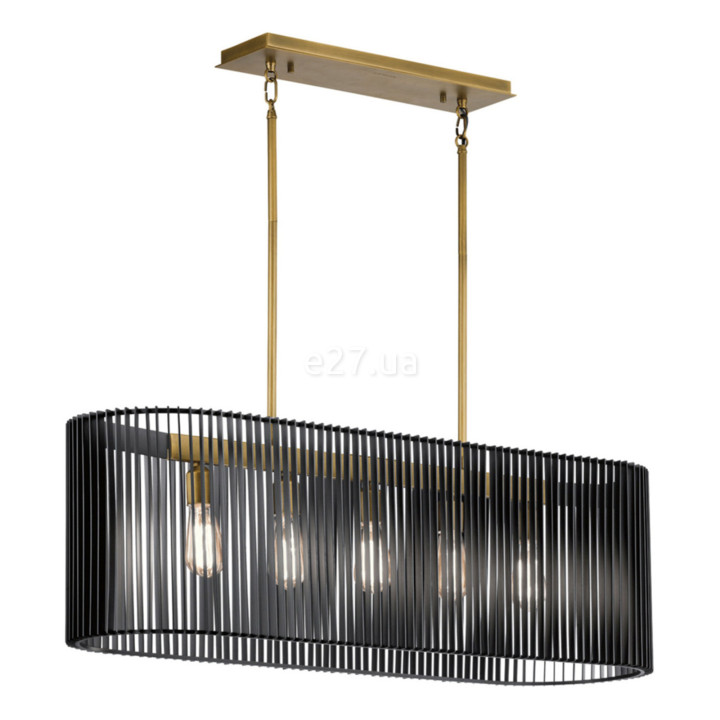 Підвісний світильник Quintiesse QN-LINARA-ISLE-BK Kichler Linara Linara 5 Light Linear Chandelier Black & Natural Brass · Quintiesse · quintiesse-qn-linara-isle-bk