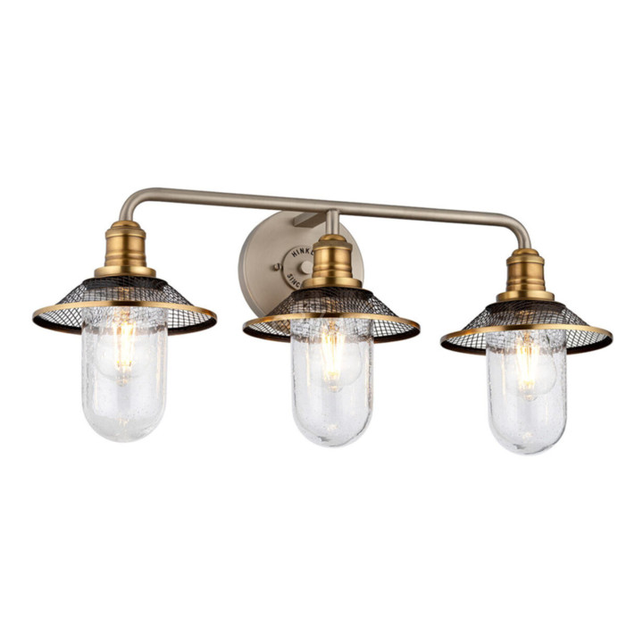 Бра Quintiesse QN-RIGBY3-BATH-AN Hinkley Rigby Rigby 3 Light Wall Light Antique Nickel & Heritage Brass · Quintiesse · quintiesse-qn-rigby3-bath-an