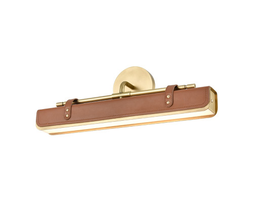 Бра Quintiesse QN-VALISE-W-VBS-CL Alora Valise Valise LED Wall Light Vintage Brass/Cognac Leather, 18 Вт, 690 лм, 2700К