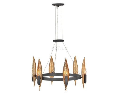 Люстра Quintiesse QN-WILLOW6-CBK Hinkley Willow Willow 6 Light Chandelier Carbon Black with Deluxe Gold