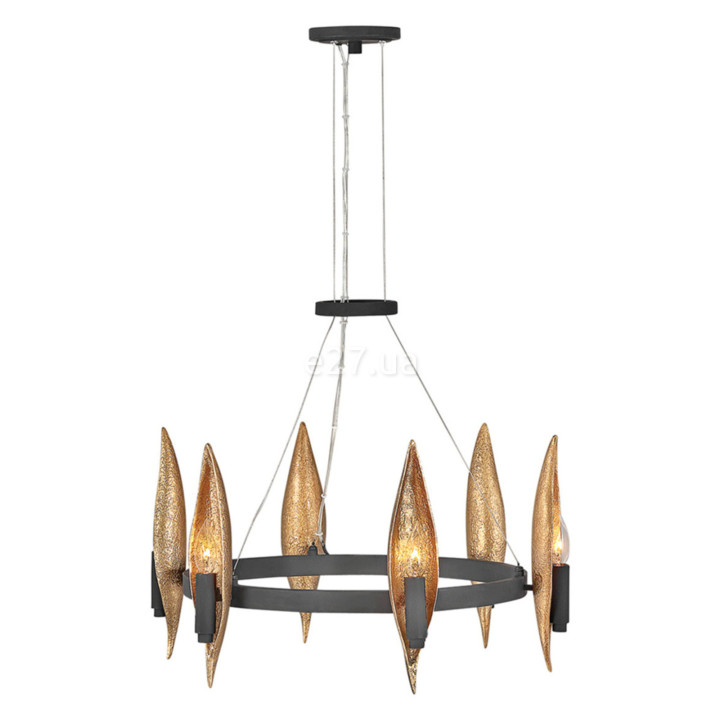 Люстра Quintiesse QN-WILLOW6-CBK Hinkley Willow Willow 6 Light Chandelier Carbon Black with Deluxe Gold · Quintiesse · quintiesse-qn-willow6-cbk