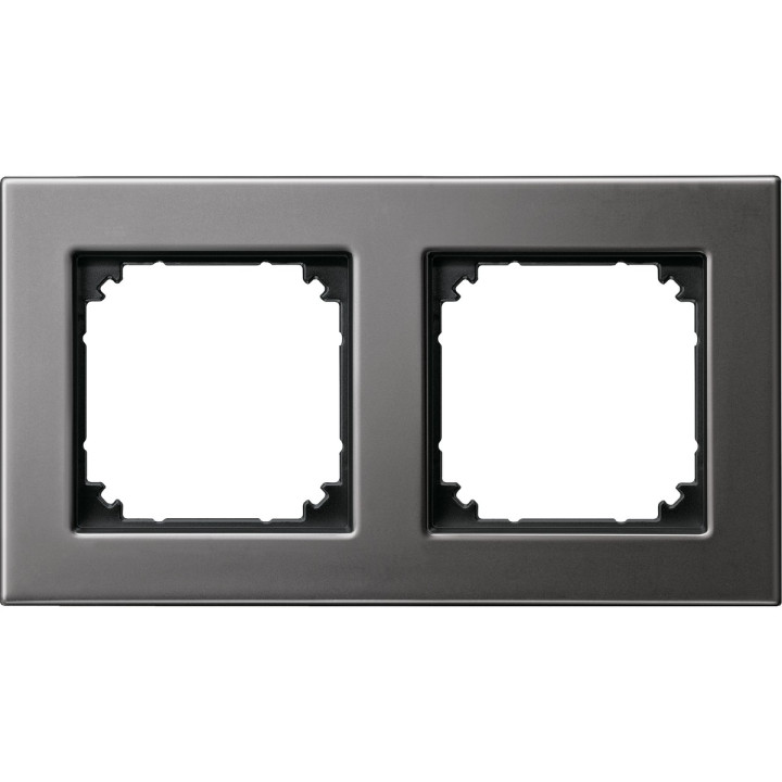 Рамка 2 поста Schneider Electric 475214 Merten System M, сірий родій, метал · Schneider Electric · schneider-electric-475214