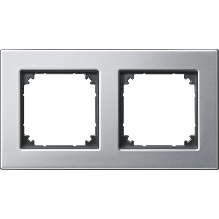 Рамка 2 поста Schneider Electric 475260 Merten System M, платина-срібло, метал · Schneider Electric · schneider-electric-475260