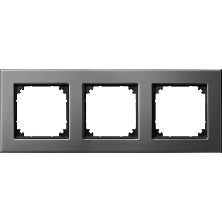 Рамка 3 поста Schneider Electric 475314 Merten System M, сірий родій, метал · Schneider Electric · schneider-electric-475314