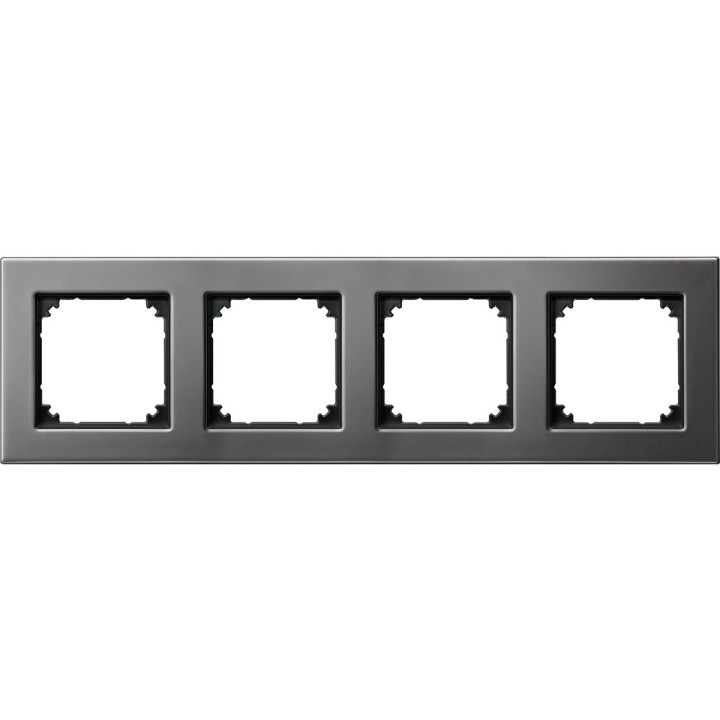 Рамка 4 поста Schneider Electric 475414 Merten System M, сірий родій, метал · Schneider Electric · schneider-electric-475414