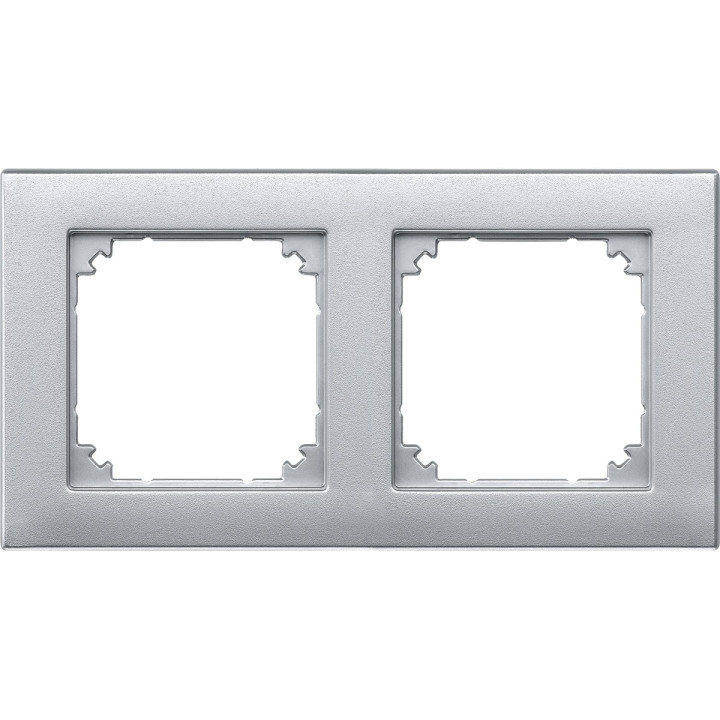Рамка 2 поста Schneider Electric 486260 Merten System M, алюміній · Schneider Electric · schneider-electric-486260