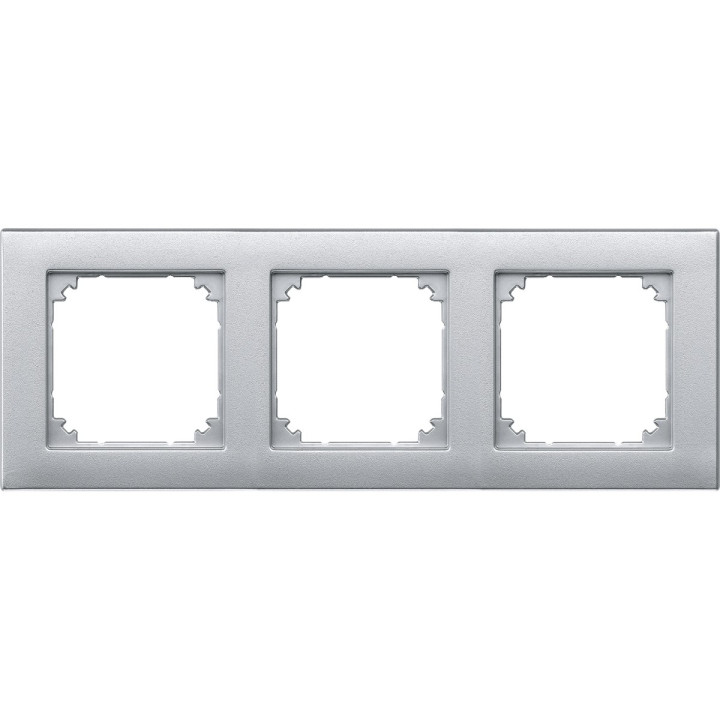 Рамка 3 поста Schneider Electric 486360 Merten System M, алюміній · Schneider Electric · schneider-electric-486360