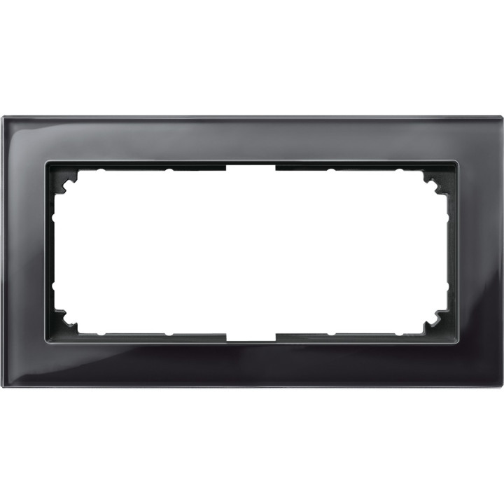 Рамка 2 поста вертикальна Schneider Electric 487803 Merten System M, онікс, скло · Schneider Electric · schneider-electric-487803