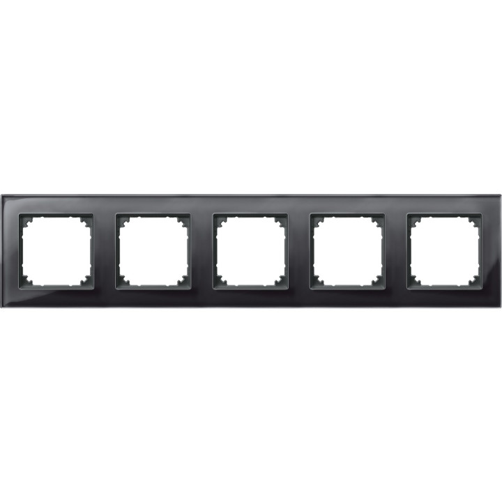 Рамка 5 постів Schneider Electric 489503 Merten System M, онікс, скло · Schneider Electric · schneider-electric-489503
