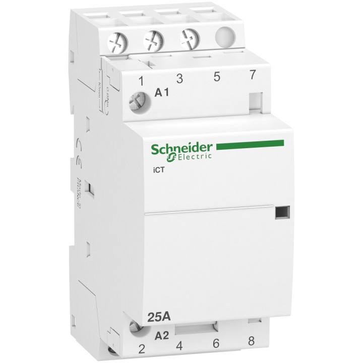 Контактор Schneider Electric A9C20833 Acti9 iCT, 3NO, 25A, на DIN-рейку · Schneider Electric · schneider-electric-a9c20833
