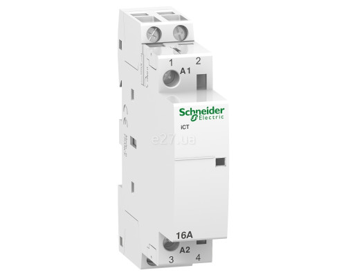 Контактор Schneider Electric A9C22012 Acti9 iCT, 2P, 2NO, 16A, на DIN-рейку