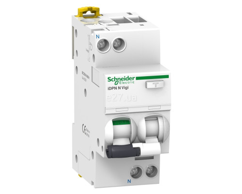 Диференціальний автомат Schneider Electric A9D52620 Acti9 IDPN N Vigi, 1P＋N, 20A, C, 6kA, 100mA, A, ip20, на DIN-рейку