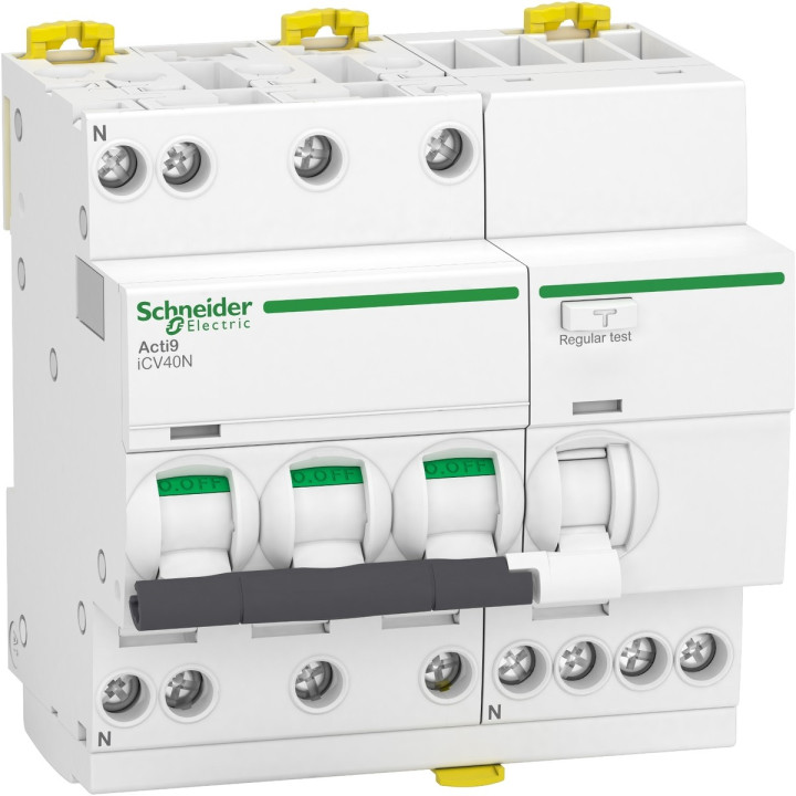 Диференціальний автомат Schneider Electric A9DE3716 Acti9 ICV40N, 3P＋N, 16A, C, 6kA, 30mA, AC, ip20, на DIN-рейку · Schneider Electric · schneider-electric-a9de3716
