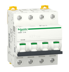 Автоматичний вимикач Schneider Electric A9F74404 Acti9 iC60N, 4P, 4A, C, 6kA, ip20, на DIN-рейку