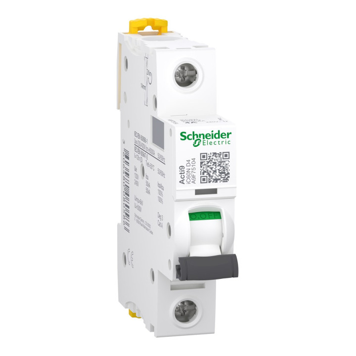 Автоматичний вимикач Schneider Electric A9F75104 Acti9 iC60N, 1P, 4A, D, 10kA, ip20, на DIN-рейку · Schneider Electric · schneider-electric-a9f75104