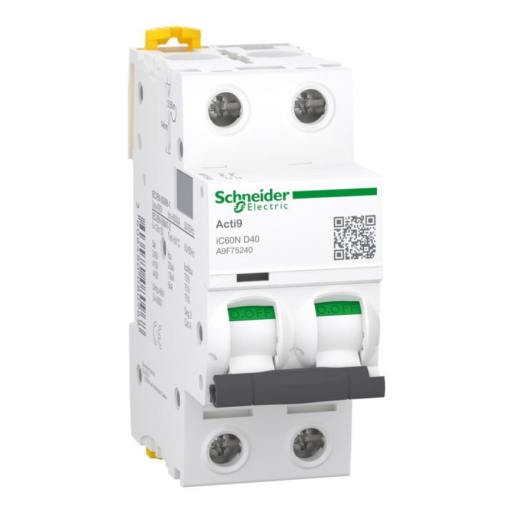 Автоматичний вимикач Schneider Electric A9F75240 Acti9 iC60N, 2P, 40A, D, 6kA, ip20, на DIN-рейку · Schneider Electric · schneider-electric-a9f75240